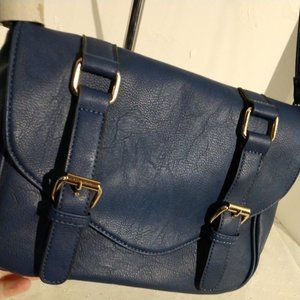 Scarleton Blue crossbody purse with two buckles